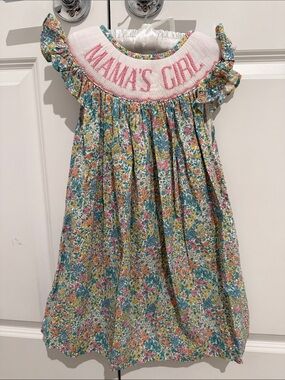Mama's Girl Floral Smocked Casual Dress for Girls - Pink & Multi